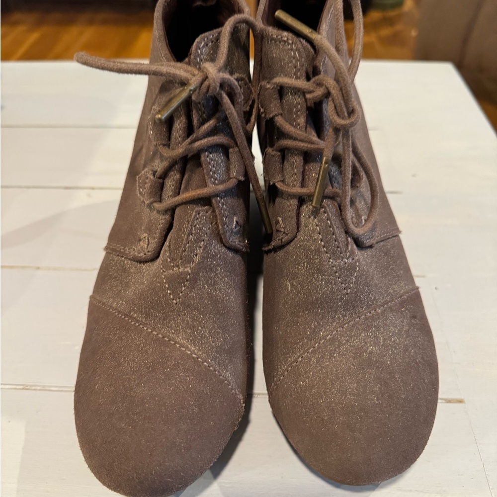 Toms booties with light gold glitter